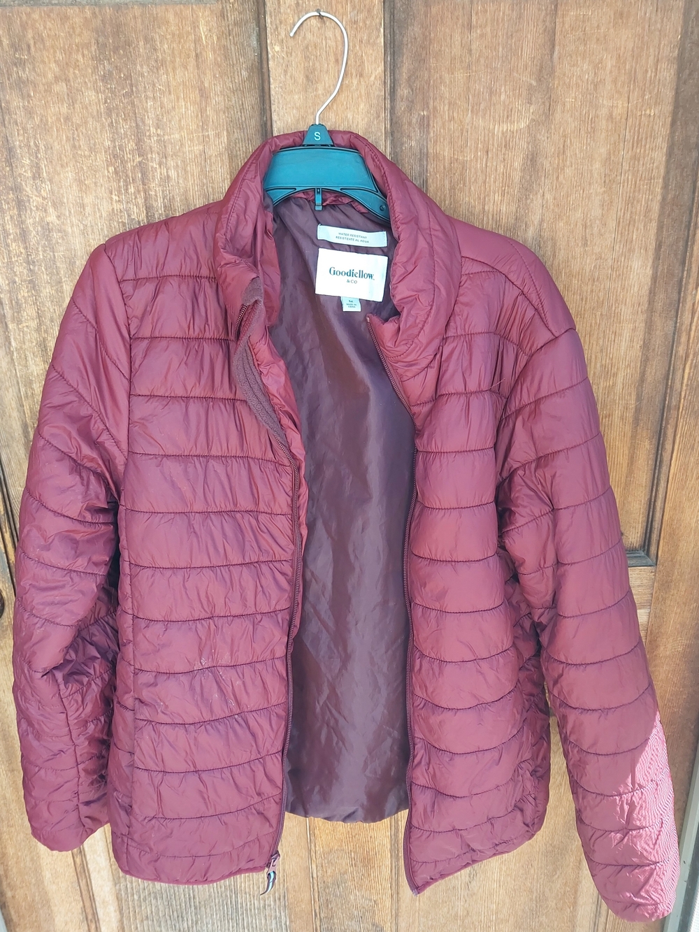 Goodfellow & Co Burgundy Quilted Puffer Jacket size M